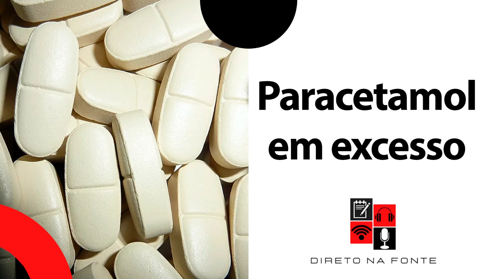 imagem de cápsulas de paracetamol com legenda paracetamol em excesso