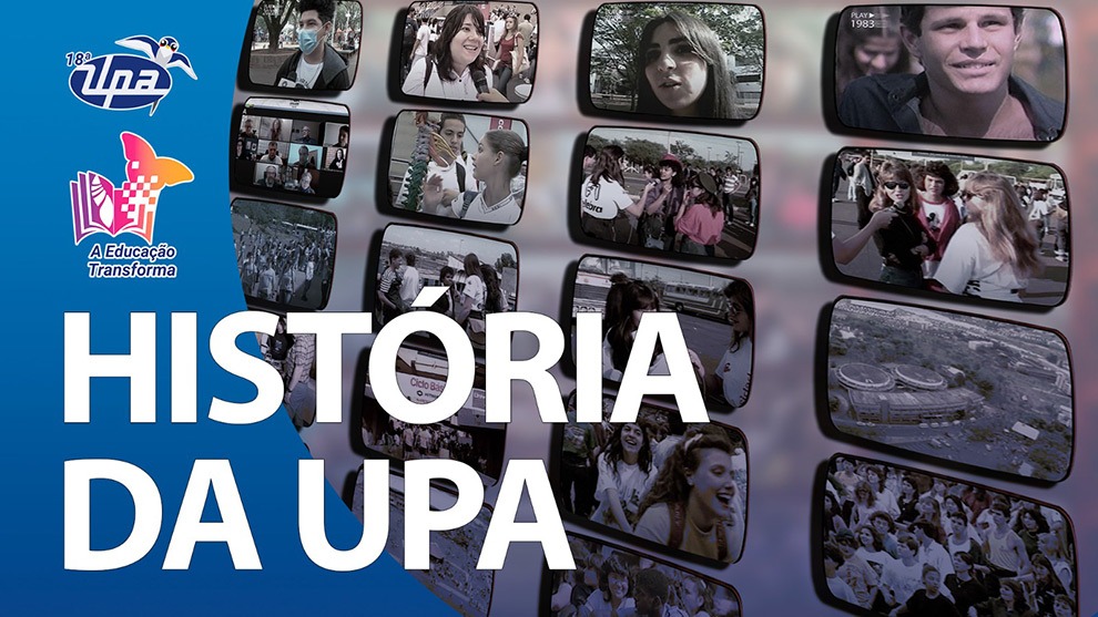imagem e várias telas com cenas da UPA e legenda história da UPA