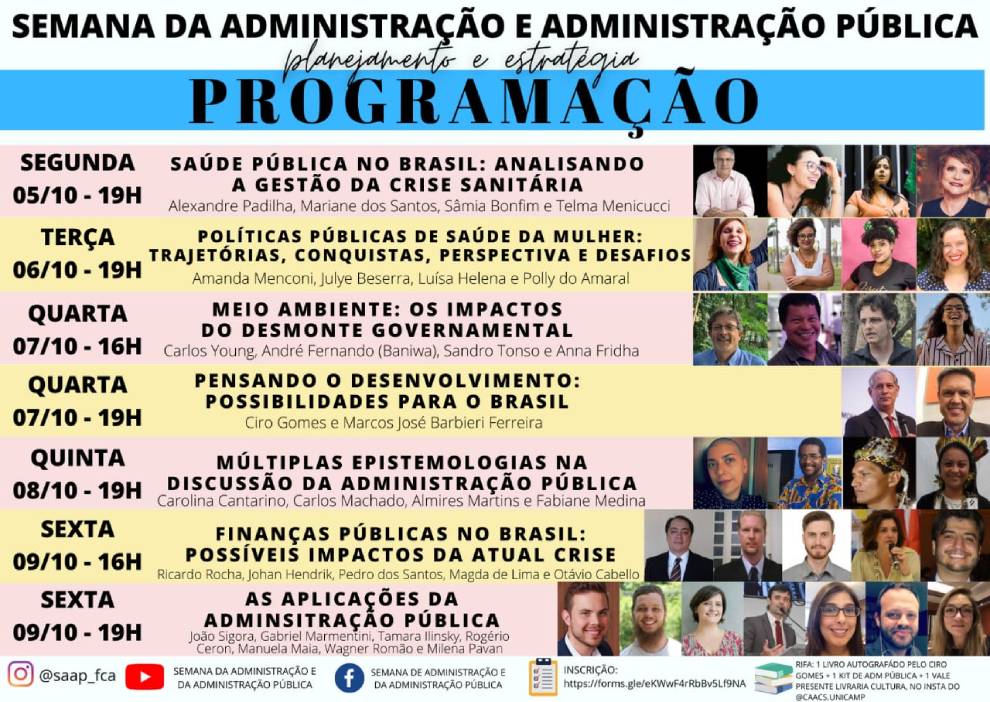 Programação Semana da Adminsitração Centros Acadêmicos