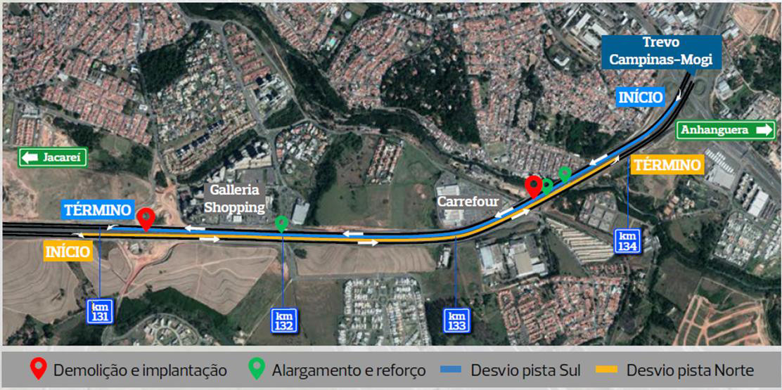 Mapa com a alteração do trecho