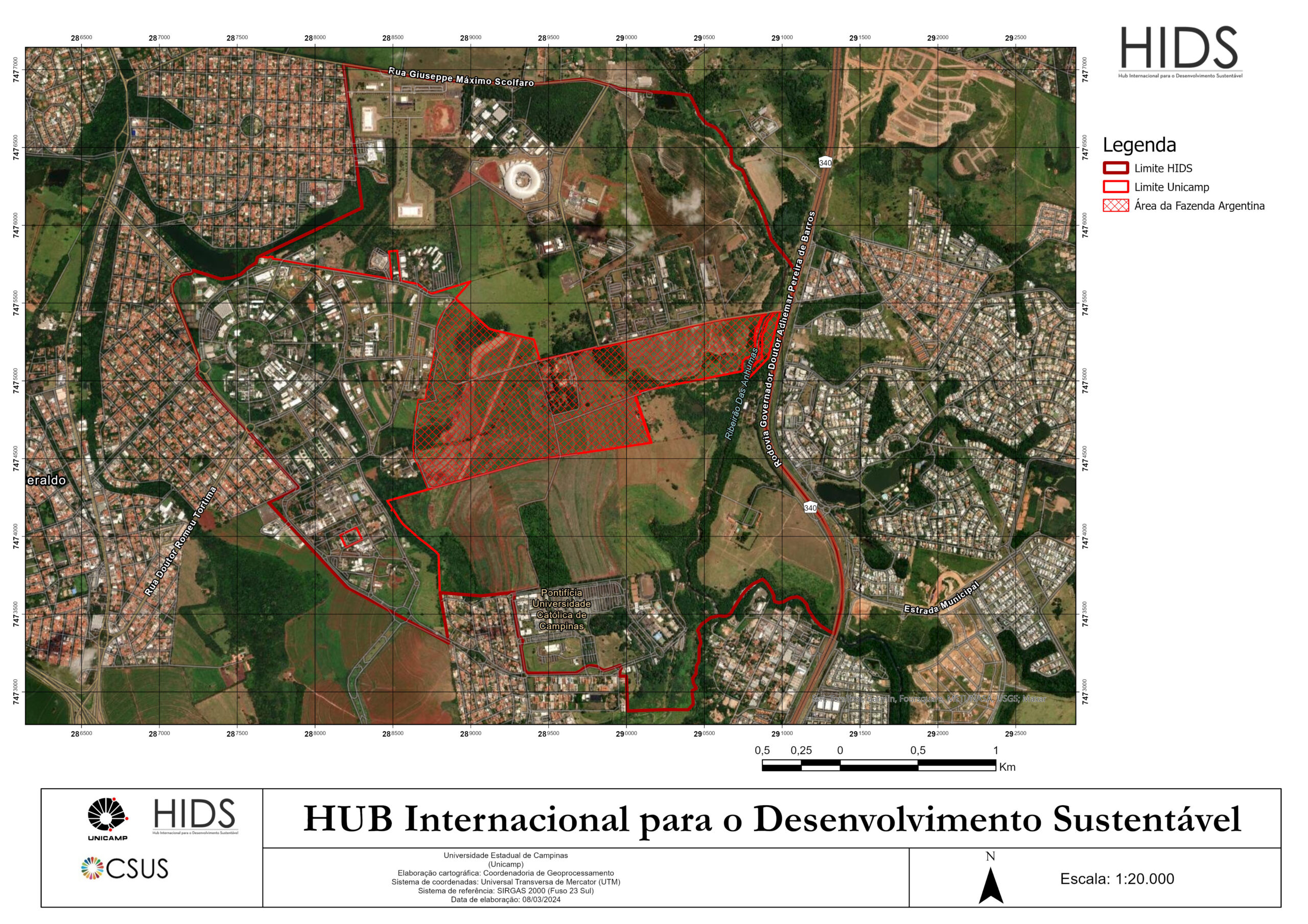 Mapa do HIDS com destaque em vermelho para Fazenda Argentina