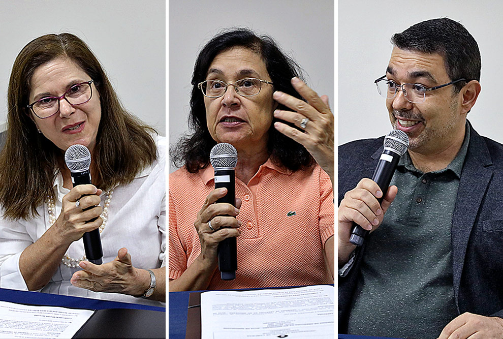 Da esquerda para a direita, Regina Célia Pires (IAC), Eloísa Elena Garcia (Ital) e Rosley Anholon (FEM-Unicamp): futuras parcerias e colaborações 