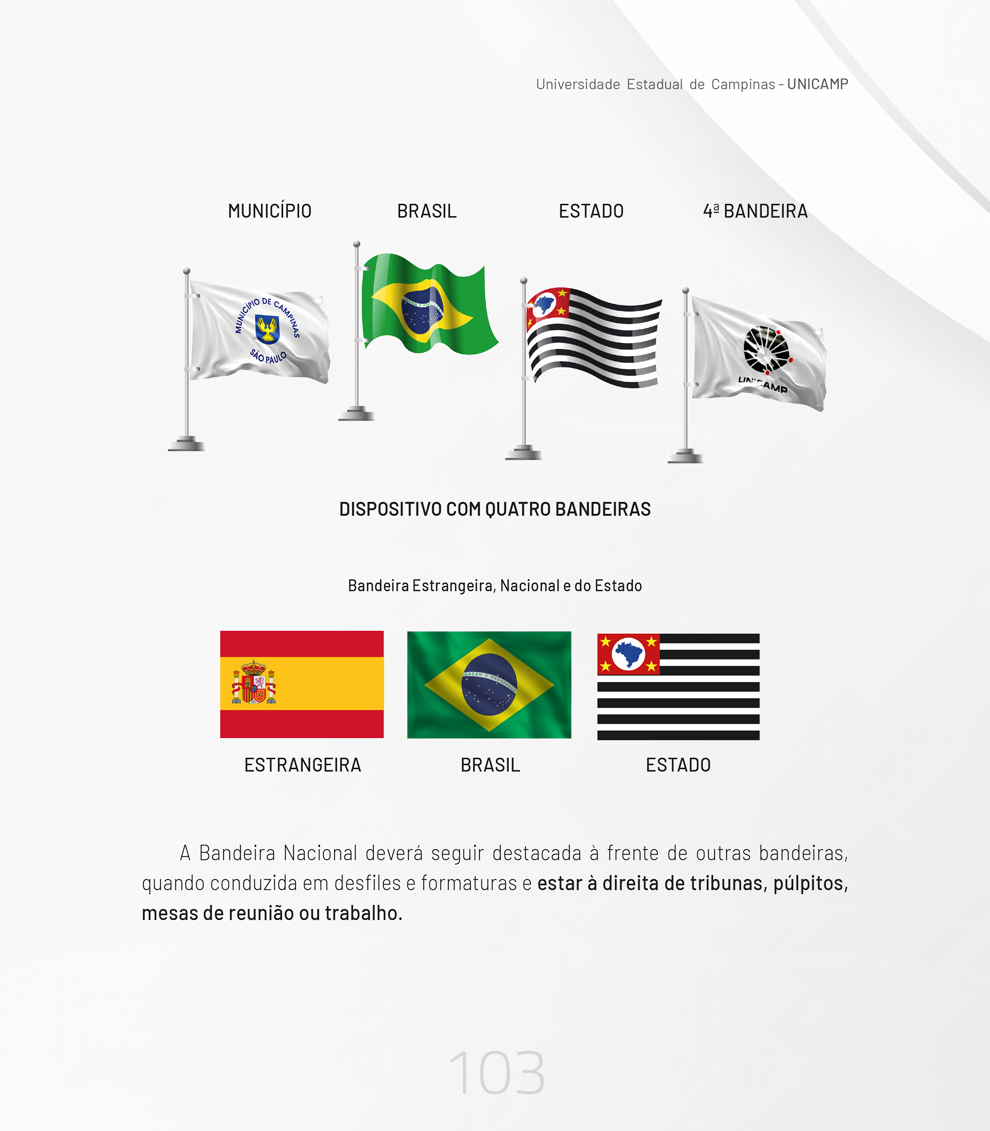 Manual traz a forma como a bandeira deve ser exposta e mantida em destaque