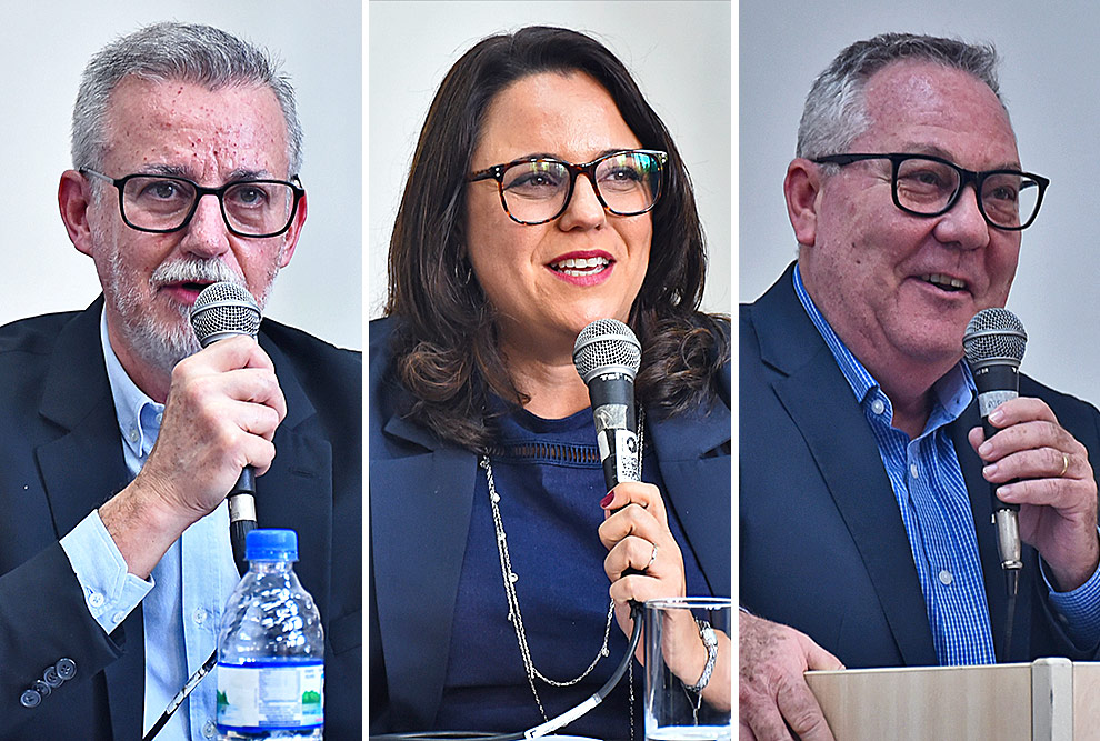 O ex-reitor Antonio Meirelles, a diretora executiva Cristiane Megid e o reitor Paulo Cesar Montagner: Cotuca é reconhecido pela excelência