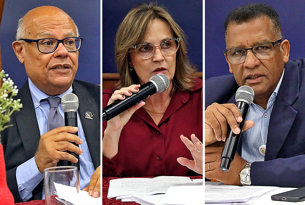 O coordenador-geral da Unicamp, Fernando Coelho; a diretora da Fenf, Roberta Matheus Rodrigues e o diretor do Departamento de Enfermagem do HC, Joaquim Antonio Graciano