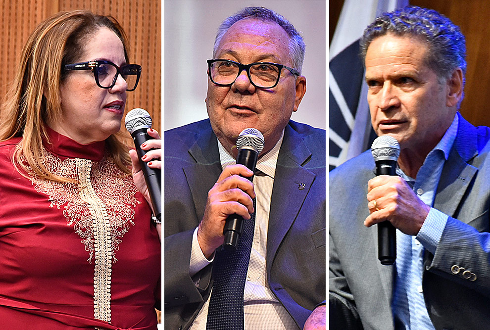 A superintendente do HC, Elaine Ataíde, o reitor Paulo Cesar Montagner e o diretor da DEAS, Luiz Carlos Zeferino: sistema cada vez mais ágil