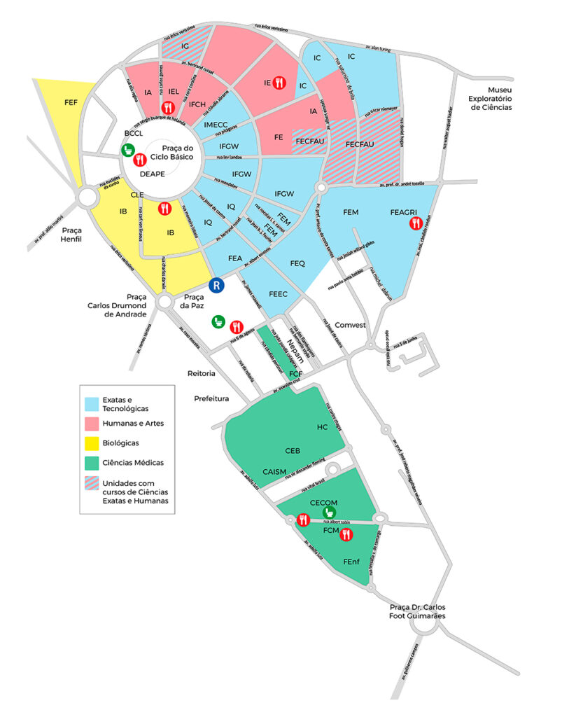 Mapa colorido do campus de Campinas