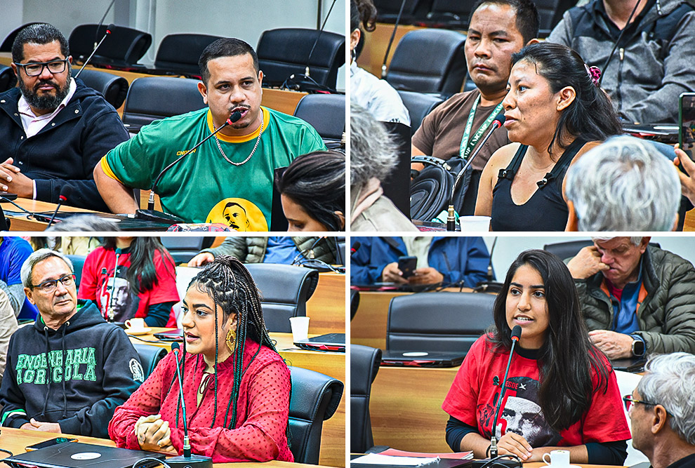 No sentido horário, os estudantes Inácio da Silva, Tatiane Arantes, da etnia Tukano, Laura Khaddour e Carolina Gallina: celebração