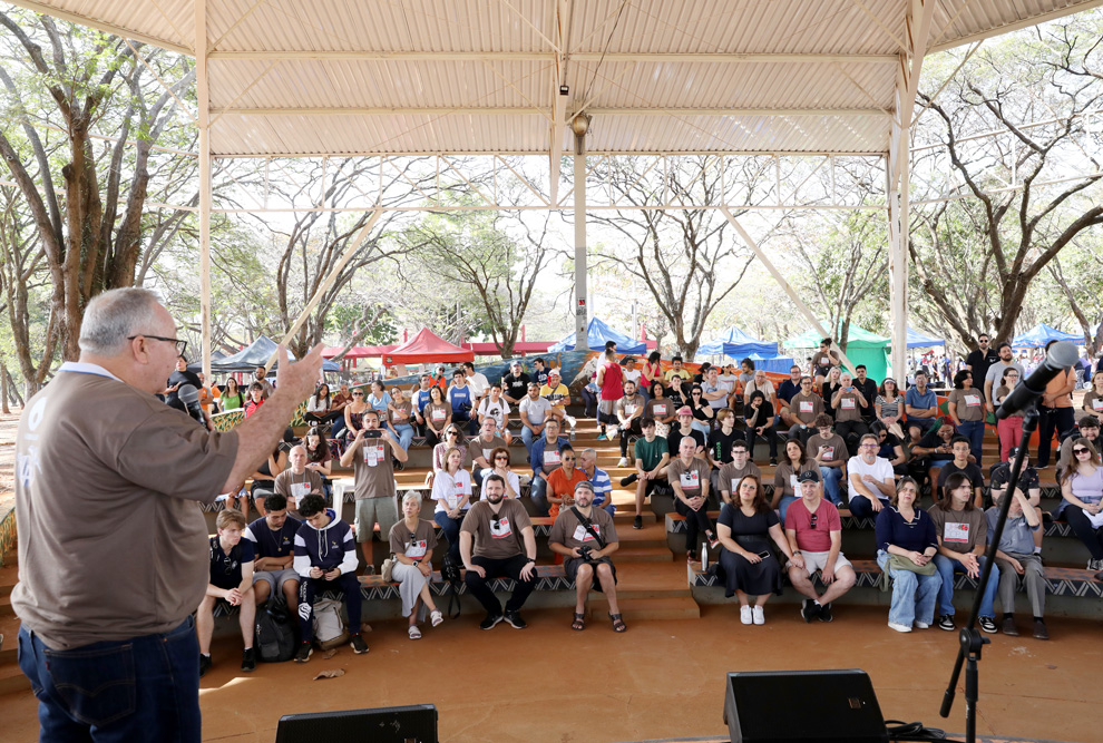 O reitor Paulo Cesar Montagner na abertura da UPA 2025, neste sábado de manhã: A Unicamp quer se apresentar à sociedade para contribuir com as transformações que se fazem necessárias no país