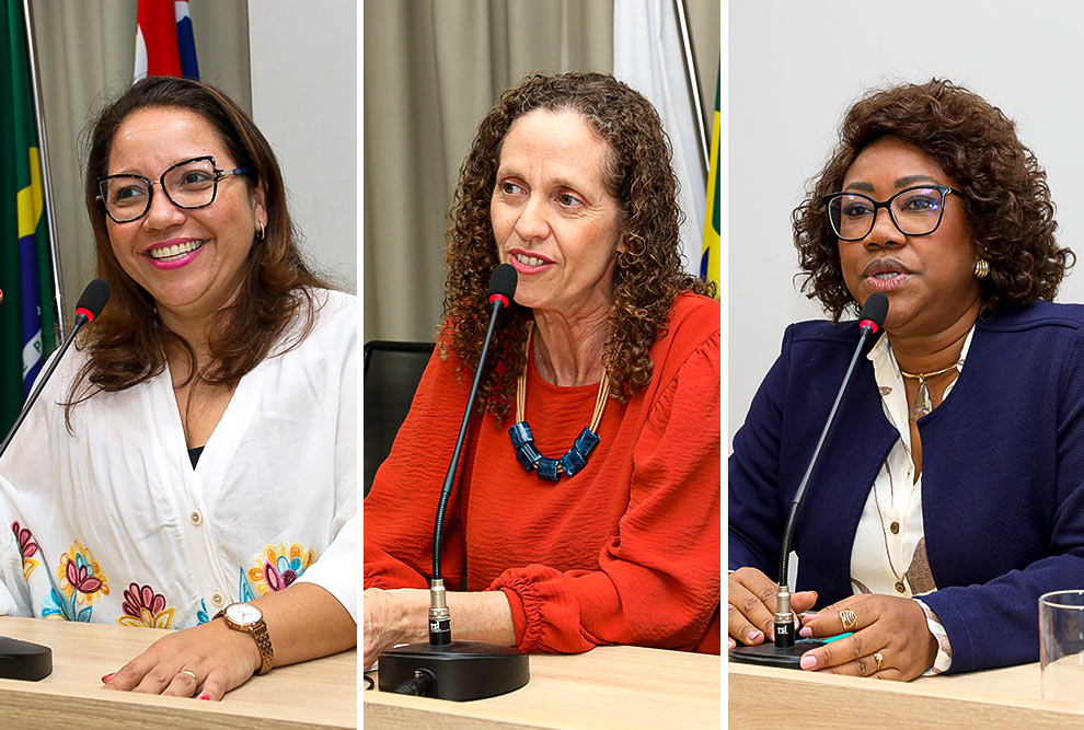 Da esquerda para a direita Adriane Soares (Deape); Núbia Bernardi (CAA) e Elisdete de Jesus (DEDH)
