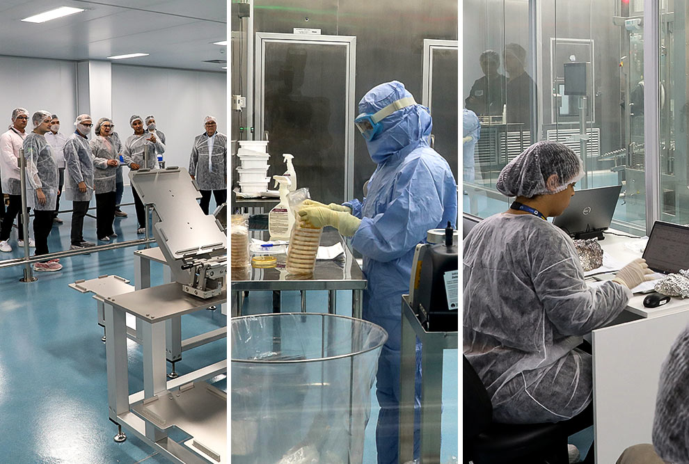 A comitiva da Unicamp durante visita às instalações da empresa: interesse em parcerias