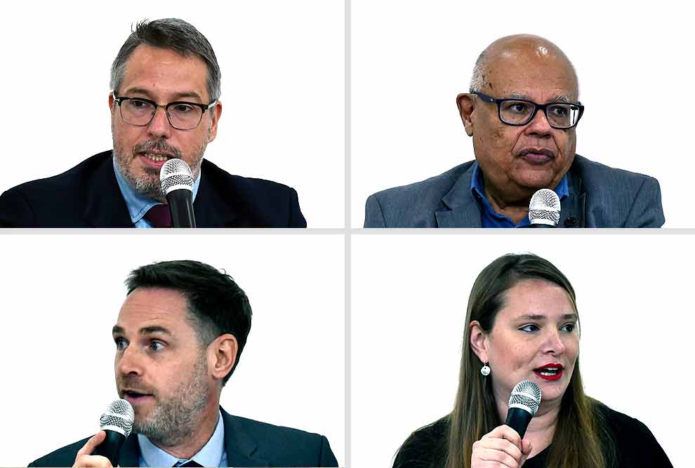No sentido horário, o diretor da Deri, Rafael Dias, o coordenador-geral da Universidade, Fernando Coelho, a assessora da Deri Heloísa Garcia Claro Fernandes e o cônsul honorário da França em Campinas, Alexandre Poupault