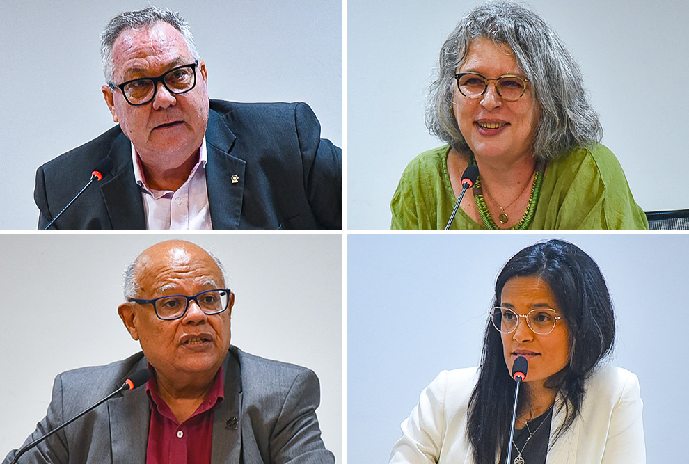 No sentido horário, o reitor Paulo Cesar Montagner, a pró-reitora de Graduação, Mônica Cotta, a coordenadora da Deape, Mariana Nery e o coordenador-geral Fernando Coelho