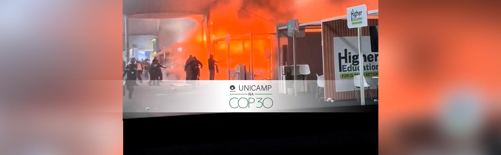 Incêndio na Zona Azul da COP30 forçou o encerramento das atividades no Pavilhão das Universidades