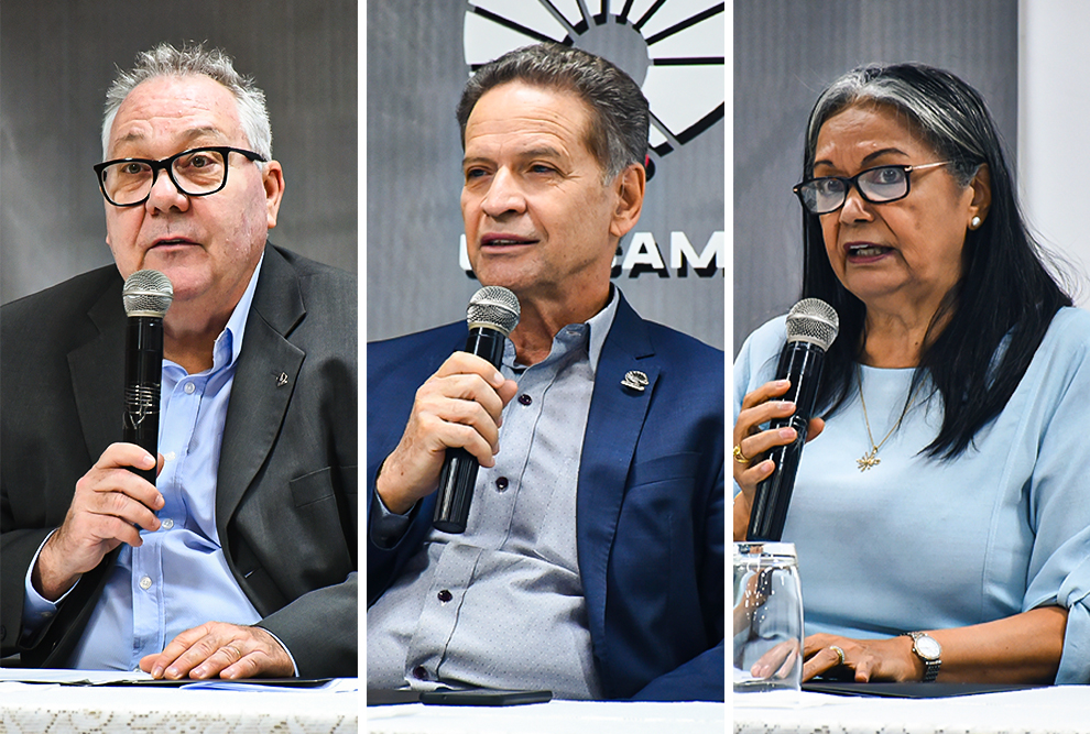 O reitor Paulo Cesar Montagner, o diretor executivo da área da Saúde, Luiz Carlos Zeferino e a coordenadora do Gastrocentro, Ilka Ferreira Boin